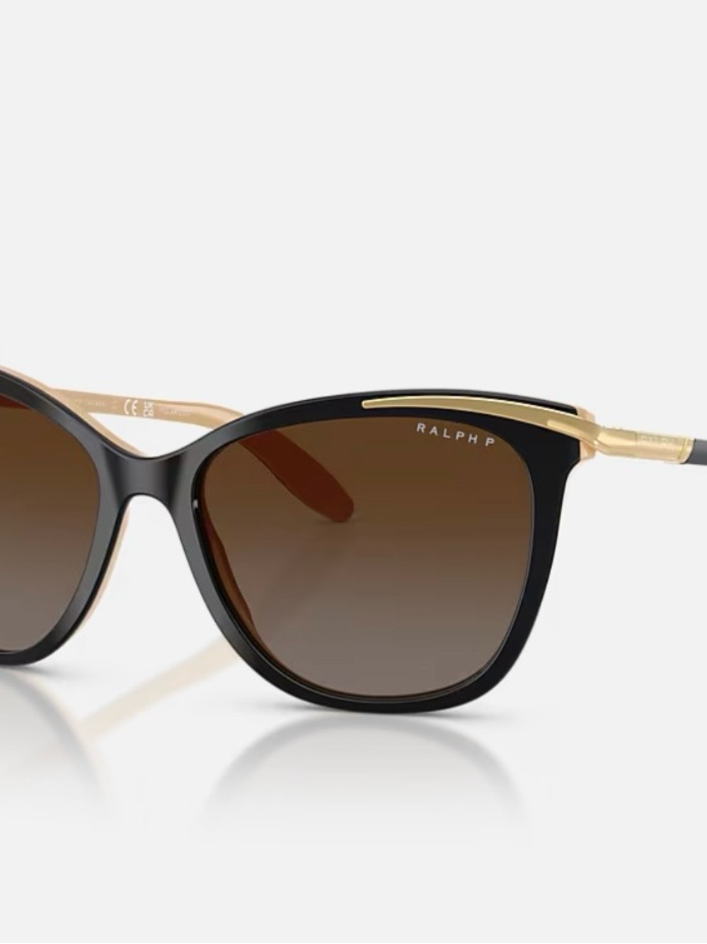 Ralph Lauren Black Frame Sunglasses with Brown Gradient Lenses - Picture 3 of 8